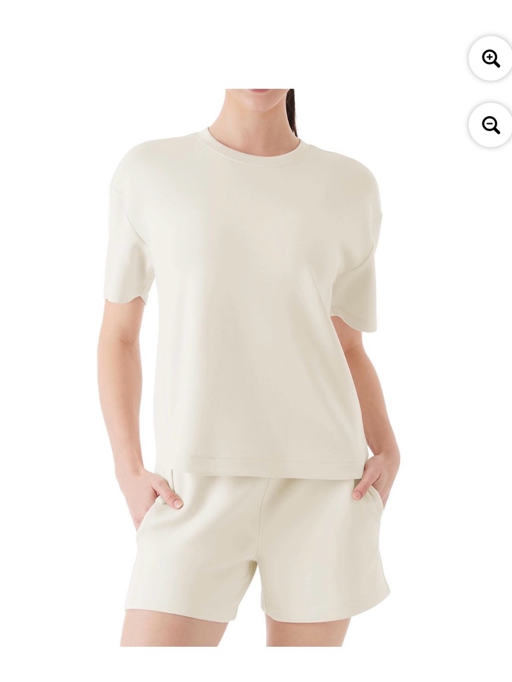 Women's Cream Short Sleeve Top and Shorts Set